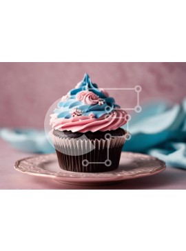 Σετ των 2 Intra Συλλεκτικό Ξύλινο Παζλ Plywood  4mm - Υπέροχα διακοσμημένο cupcake με ροζ και μπλε παγέτα Σε Ξύλινο Κουτί - Διαστάσεις: 10x10 cm – 25 κομμάτια