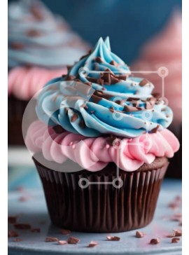 Σετ των 2 Intra Συλλεκτικό Ξύλινο Παζλ Plywood  4mm - Πολύχρωμο Cupcake με μπλε και ροζ πάγωμα Σε Ξύλινο Κουτί - Διαστάσεις: 10x10 cm – 25 κομμάτια