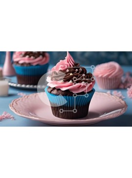 Σετ των 2 Intra Συλλεκτικό Ξύλινο Παζλ Plywood  4mm - Υπέροχα διακοσμημένο Cupcake σε ροζ πιάτο Σε Ξύλινο Κουτί - Διαστάσεις: 10x10 cm – 25 κομμάτια