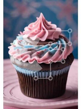 Σετ των 2 Intra Συλλεκτικό Ξύλινο Παζλ Plywood  4mm - Διακοσμημένο Cupcake σοκολάτας με ροζ και μπλε παγετό Σε Ξύλινο Κουτί - Διαστάσεις: 10x10 cm – 25 κομμάτια