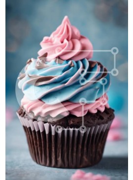 Σετ των 2 Intra Συλλεκτικό Ξύλινο Παζλ Plywood  4mm - Πολύχρωμο Cupcake με ροζ και μπλε πάγωμα Σε Ξύλινο Κουτί - Διαστάσεις: 10x10 cm – 25 κομμάτια