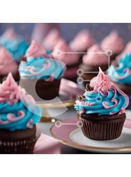 Σετ των 2 Intra Συλλεκτικό Ξύλινο Παζλ Plywood  4mm - Διακοσμημένα cupcakes με ροζ και μπλε παγετό Σε Ξύλινο Κουτί - Διαστάσεις: 10x10 cm – 25 κομμάτια