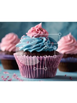 Σετ των 2 Intra Συλλεκτικό Ξύλινο Παζλ Plywood  4mm - Λαχταριστό Cupcake με Μπλε και Ροζ παγωμένο Σε Ξύλινο Κουτί - Διαστάσεις: 10x10 cm – 25 κομμάτια