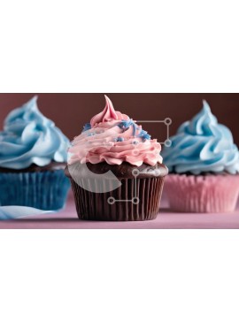 Σετ των 2 Intra Συλλεκτικό Ξύλινο Παζλ Plywood  4mm - Διακοσμημένα cupcakes με ροζ και μπλε παγετό Σε Ξύλινο Κουτί - Διαστάσεις: 10x10 cm – 25 κομμάτια