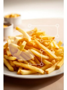 Σετ των 2 Intra Συλλεκτικό Ξύλινο Παζλ Plywood  4mm - Χρυσές τηγανιτές πατάτες σε ένα πιάτο Σε Ξύλινο Κουτί - Διαστάσεις: 10x10 cm – 25 κομμάτια