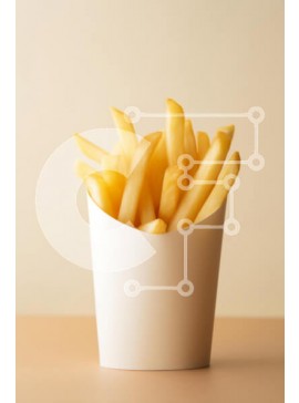 Σετ των 2 Intra Συλλεκτικό Ξύλινο Παζλ Plywood  4mm - Τραγανές τηγανιτές πατάτες σε λευκό δοχείο Σε Ξύλινο Κουτί - Διαστάσεις: 10x10 cm – 25 κομμάτια