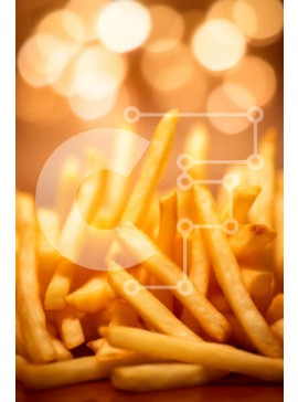 Σετ των 2 Intra Συλλεκτικό Ξύλινο Παζλ Plywood  4mm - Χρυσές τηγανιτές πατάτες με ζεστό φόντο Bokeh Σε Ξύλινο Κουτί - Διαστάσεις: 10x10 cm – 25 κομμάτια