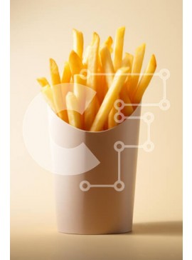 Σετ των 2 Intra Συλλεκτικό Ξύλινο Παζλ Plywood  4mm - Φρέσκες τηγανιτές πατάτες σε δοχείο Σε Ξύλινο Κουτί - Διαστάσεις: 10x10 cm – 25 κομμάτια