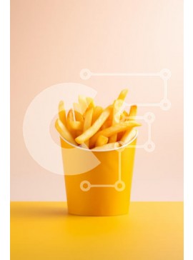 Σετ των 2 Intra Συλλεκτικό Ξύλινο Παζλ Plywood  4mm - Κίτρινο δοχείο με τηγανιτές πατάτες Σε Ξύλινο Κουτί - Διαστάσεις: 10x10 cm – 25 κομμάτια