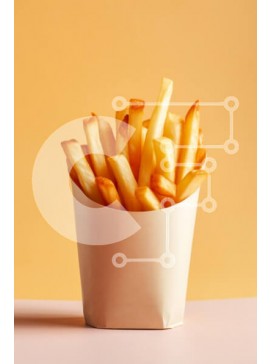 Σετ των 2 Intra Συλλεκτικό Ξύλινο Παζλ Plywood  4mm - Δοχείο με τηγανιτές πατάτες σε κίτρινο φόντο Σε Ξύλινο Κουτί - Διαστάσεις: 10x10 cm – 25 κομμάτια