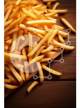 Σετ των 2 Intra Συλλεκτικό Ξύλινο Παζλ Plywood  4mm - Χρυσές τηγανιτές πατάτες σε ξύλινη επιφάνεια Σε Ξύλινο Κουτί - Διαστάσεις: 10x10 cm – 25 κομμάτια