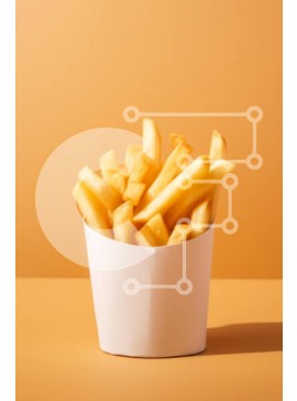 Σετ των 2 Intra Συλλεκτικό Ξύλινο Παζλ Plywood  4mm - Χρυσές τηγανιτές πατάτες σε λευκό δοχείο Σε Ξύλινο Κουτί - Διαστάσεις: 10x10 cm – 25 κομμάτια