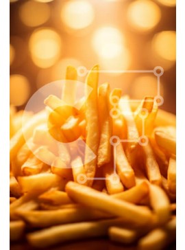 Σετ των 2 Intra Συλλεκτικό Ξύλινο Παζλ Plywood  4mm - Χρυσές τηγανιτές πατάτες με ζεστό φόντο Bokeh Σε Ξύλινο Κουτί - Διαστάσεις: 10x10 cm – 25 κομμάτια