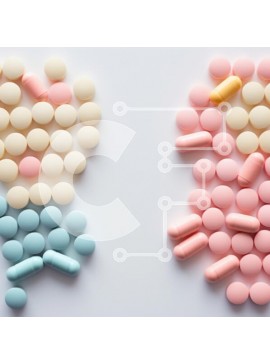 Intra Συλλεκτικό Ξύλινο Παζλ Plywood  4mm - Πολύχρωμα χάπια και κάψουλες σε άσπρο φόντο Σε Ξύλινο Κουτί - Διαστάσεις Puzzle: 10x10 cm – 25 κομμάτια