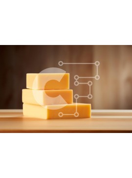 Σετ των 2 Intra Συλλεκτικό Ξύλινο Παζλ Plywood  4mm - Στοίβα κίτρινο τυρί σε ξύλινη επιφάνεια Σε Ξύλινο Κουτί - Διαστάσεις: 10x10 cm – 25 κομμάτια