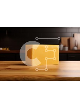 Σετ των 2 Intra Συλλεκτικό Ξύλινο Παζλ Plywood  4mm - Μπλοκ κίτρινου τυριού σε ξύλινο πάγκο Σε Ξύλινο Κουτί - Διαστάσεις: 10x10 cm – 25 κομμάτια