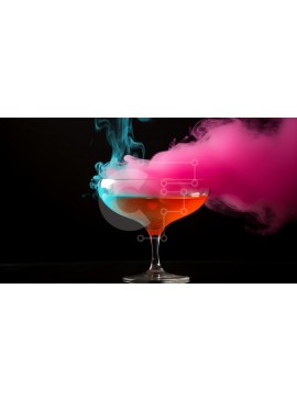 Intra Συλλεκτικό Ξύλινο Παζλ Plywood  4mm - Πολύχρωμο ποτήρι κοκτέιλ με ροζ, μπλε και μωβ καπνό Σε Ξύλινο Κουτί - Διαστάσεις Puzzle: 10x10 cm – 25 κομμάτια