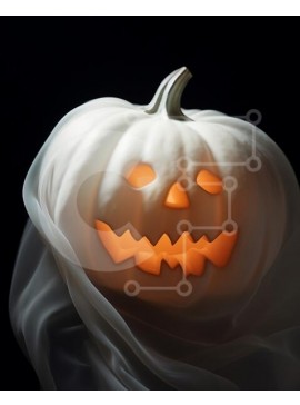 Intra Συλλεκτικό Ξύλινο Παζλ Plywood  4mm - Χαμογελαστή διακόσμηση κολοκύθας αποκριών Σε Ξύλινο Κουτί - Διαστάσεις Puzzle: 10x10 cm – 25 κομμάτια