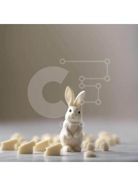 Σετ των 2 Intra Συλλεκτικό Ξύλινο Παζλ Plywood  4mm - Λευκό ειδώλιο λαγουδάκι ανάμεσα σε κομμάτια λευκής σοκολάτας Σε Ξύλινο Κουτί - Διαστάσεις: 10x10 cm – 25 κομμάτια