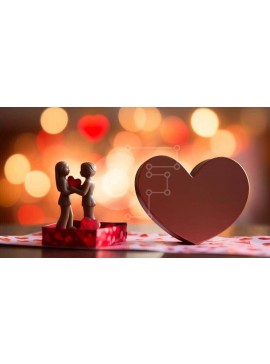 Intra Συλλεκτικό Ξύλινο Παζλ Plywood  4mm - Ρομαντικά ειδώλια για την ημέρα του Αγίου Βαλεντίνου με κουτί σοκολάτας σε σχήμα καρδιάς Σε Ξύλινο Κουτί - Διαστάσεις Puzzle: 10x10 cm – 25 κομμάτια