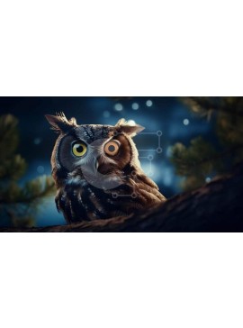 Intra Συλλεκτικό Ξύλινο Παζλ Plywood  4mm - Περίεργη κουκουβάγια που κάθεται σε ένα κλαδί δέντρου Σε Ξύλινο Κουτί - Διαστάσεις: 10x10 cm – 25 κομμάτια