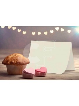 Σετ των 2 Intra Συλλεκτικό Ξύλινο Παζλ Plywood  4mm - Muffin, cupcakes και μπισκότα σε σχήμα καρδιάς σε ξύλινο τραπέζι Σε Ξύλινο Κουτί - Διαστάσεις: 10x10 cm – 25 κομμάτια