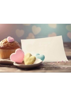 Σετ των 2 Intra Συλλεκτικό Ξύλινο Παζλ Plywood  4mm - Cupcake και καραμέλες καρδιά με άδειο σημειωματάριο Σε Ξύλινο Κουτί - Διαστάσεις: 10x10 cm – 25 κομμάτια