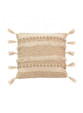Μαξιλάρι Labrinth Inart μπεζ-εκρού ύφασμα 45x45x2.5εκ