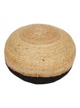 Σκαμπό-πουφ Brana Inart γιούτα σε φυσική και μαύρη απόχρωση Φ40x30εκ