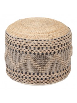 Σκαμπό-πουφ Βangku Inart γιούτα-βαμβάκι σε φυσική απόχρωση Φ45x30εκ