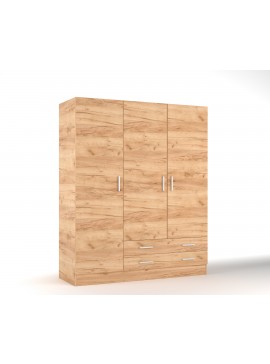 Ντουλάπα "PARMA" τρίφυλλη σε χρώμα μελί 150x52x181 306-00026