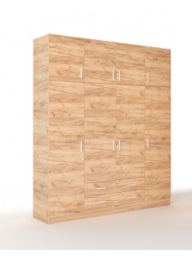 Ντουλάπα με πατάρι "PARMA" τετράφυλλη σε χρώμα μελί 200x52x240 306-00028