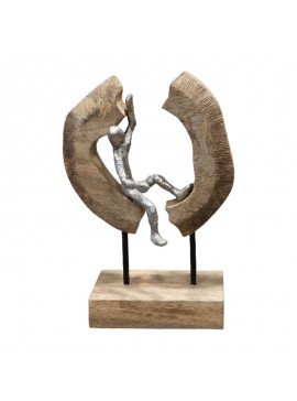 Επιτραπέζιο διακοσμητικό Vualo Inart φυσικό μάνγκο ξύλο-αλουμίνιο 18x10x26εκ