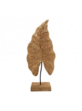 Επιτραπέζιο διακοσμητικό φύλλο Thelx Inart χρυσό μάνγκο ξύλο-μέταλλο 24.5x8.5x57.5εκ