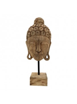 Επιτραπέζιο διακοσμητικό βούδας Mask Inart φυσικό μάνγκο ξύλο-μέταλλο 20x18.5x48.5εκ