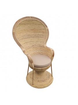 Πολυθρόνα Rea Inart με μπεζ μαξιλάρι-φυσικό rattan 92x75x140εκ