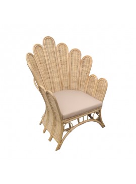 Πολυθρόνα Fragia Inart με μπεζ μαξιλάρι-φυσικό rattan 85x96x120εκ