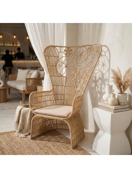 Πολυθρόνα Zeko Reko με μπεζ μαξιλάρι-φυσικό rattan 110x86x145εκ INTRAPA-425111116