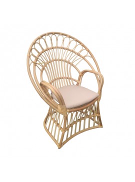 Πολυθρόνα Boloni Inart με μπεζ μαξιλάρι-φυσικό rattan 96x70x120εκ