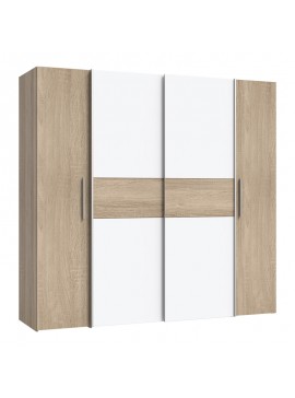 Ντουλάπα ρούχων Closet pakoworld τετράφυλλη sonoma oak-λευκό μελαμίνης 200x61.5x190.5εκ 318-000002