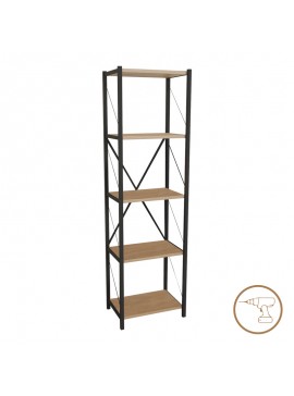 Βιβλιοθήκη Glase pakoworld oak μελαμίνης-μαύρο μέταλλο 40x30x150εκ