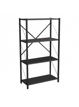 Βιβλιοθήκη Jackrey pakoworld ανθρακί μελαμίνης-μαύρο μέταλλο 63x30x114εκ