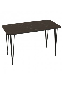 Τραπέζι Polkan pakoworld μαύρο μαρμάρου μελαμίνης-μαύρο μέταλλο 120x60x73εκ