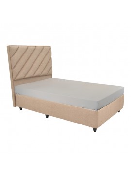 Κρεβάτι μονό Tito pakoworld με αποθηκευτικό χώρο μπουκλέ ύφασμα σε ανοιχτή καφέ απόχρωση 120x200εκ