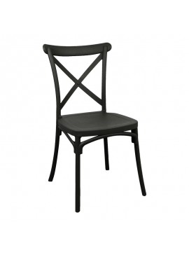 Καρέκλα Crossie pakoworld στοιβαζόμενη pp σε μαύρη απόχρωση 38x46.5x82εκ