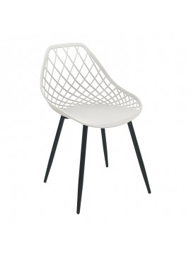 Καρέκλα Suan pakoworld pp σε λευκή απόχρωση και μαύρο μεταλλικό πόδι 56x49x82εκ