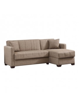 Γωνιακός καναπές-κρεβάτι με αποθηκευτικό χώρο Alaska pakoworld μπεζ ύφασμα 204x143x83εκ 328-000001