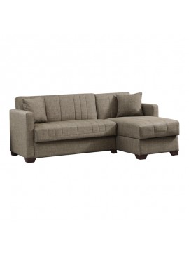 Γωνιακός καναπές-κρεβάτι με αποθηκευτικό χώρο Alaska pakoworld καφέ ύφασμα 204x143x83εκ 328-000002
