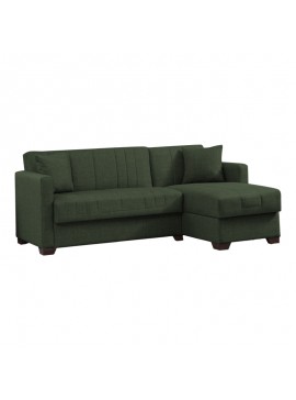 Γωνιακός καναπές-κρεβάτι με αποθηκευτικό χώρο Alaska pakoworld πράσινο ύφασμα 204x143x83εκ 328-000004