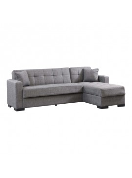 Γωνιακός καναπές-κρεβάτι με αποθηκευτικό χώρο Kansas pakoworld ανθρακί ύφασμα 235x150x80εκ 328-000006